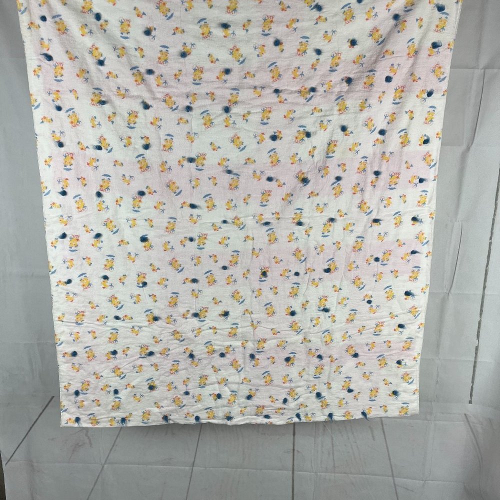Vintage Duck Flannel Baby Blanket White  40" x 34"